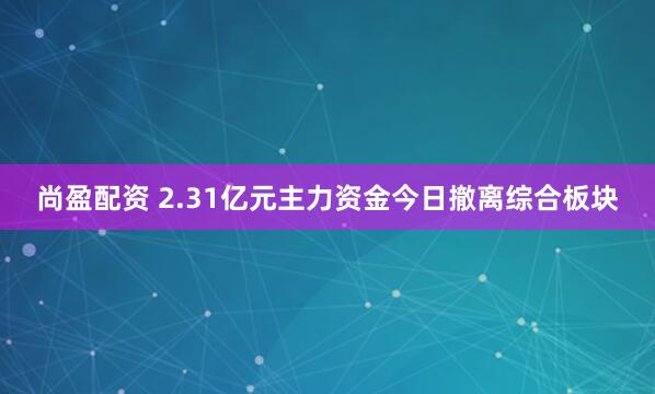 尚盈配资 2.31亿元主力资金今日撤离综合板块